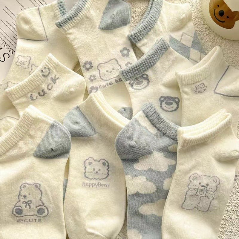 Blue Socks Women's Socks Shallow Mouth Summer Thin Style - Soxipix