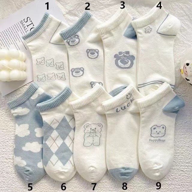 Blue Socks Women's Socks Shallow Mouth Summer Thin Style - Soxipix