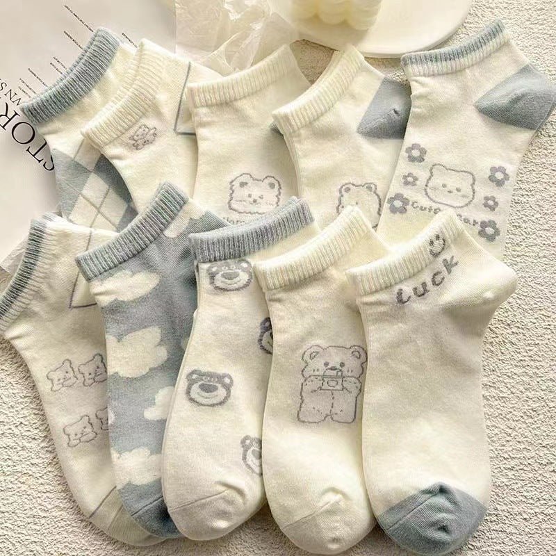Blue Socks Women's Socks Shallow Mouth Summer Thin Style - Soxipix