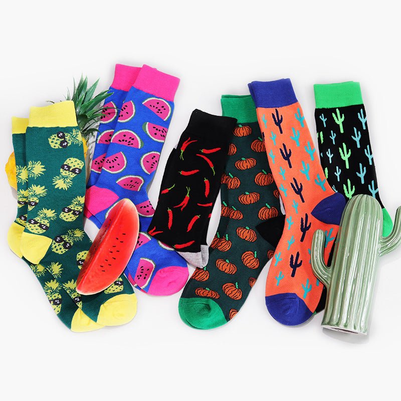 Cactus Men's Socks Fruit Creative Cotton Socks Couple Cotton Socks - Soxipix