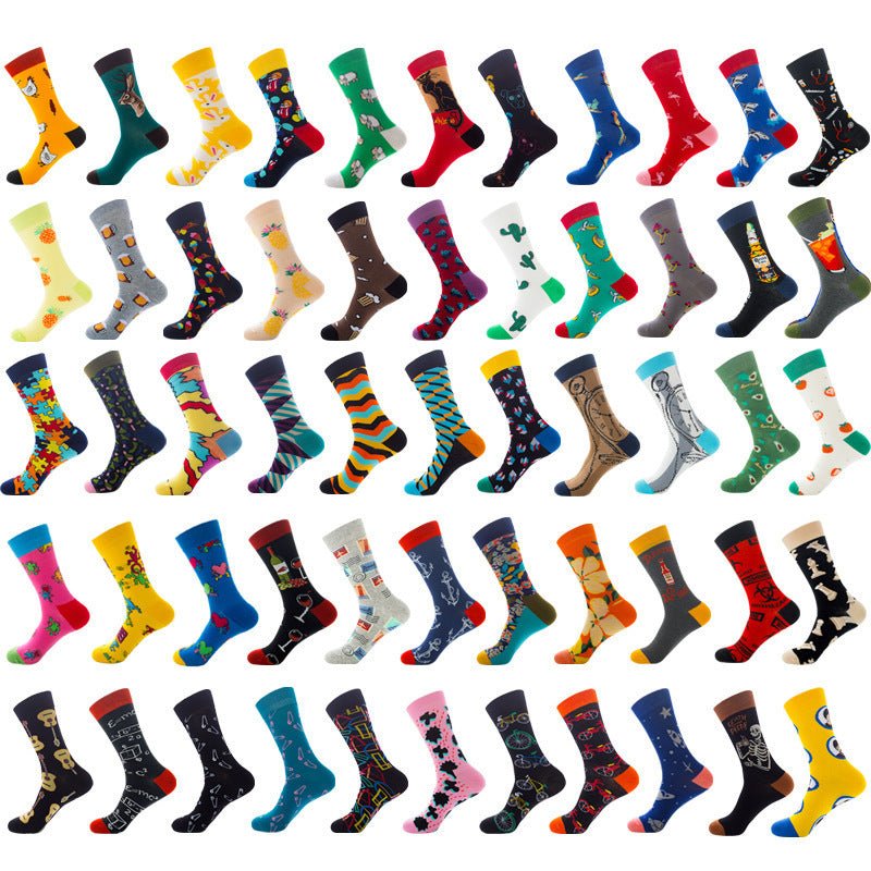 Diamond Shaped Animal Socks For Men, Fruit Cotton Socks - Soxipix