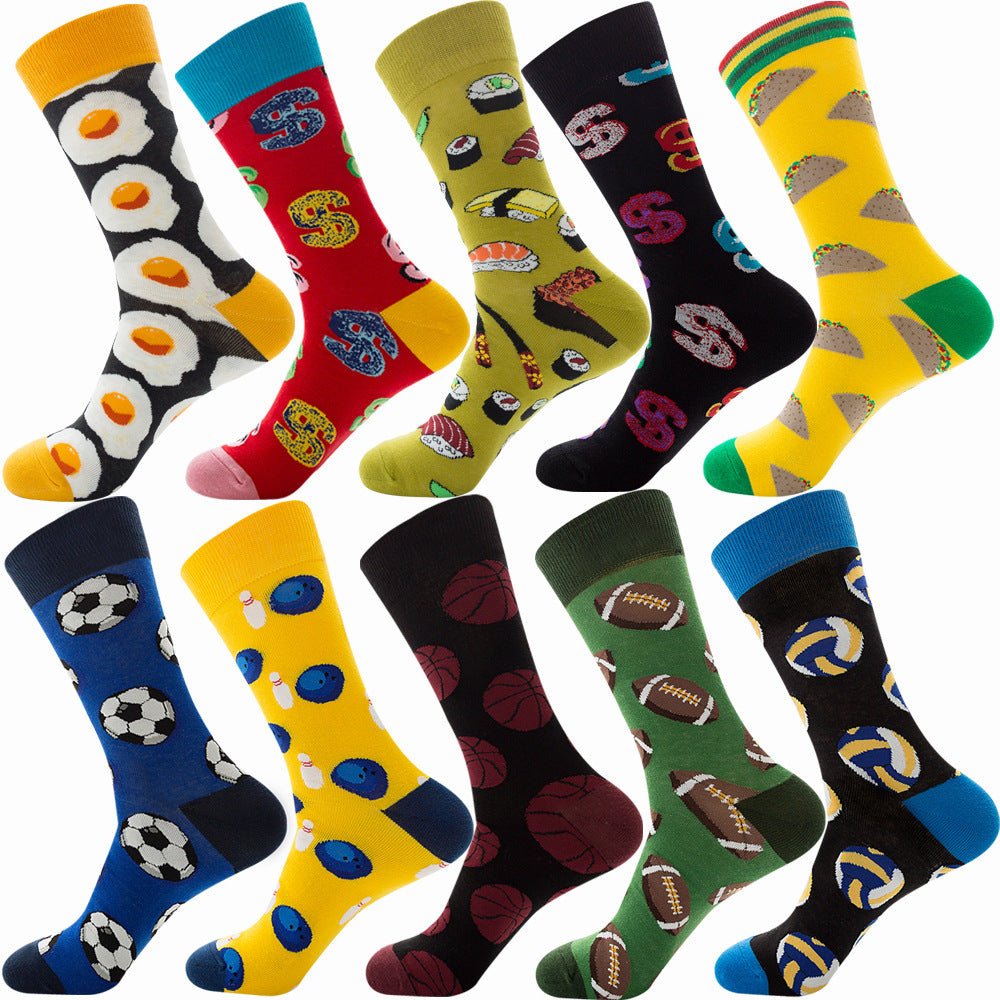 Diamond Shaped Animal Socks For Men, Fruit Cotton Socks - Soxipix