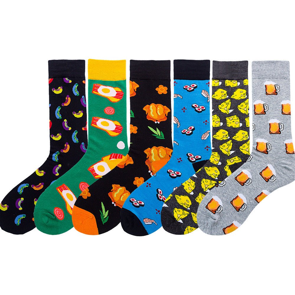 Diamond Shaped Animal Socks For Men, Fruit Cotton Socks - Soxipix