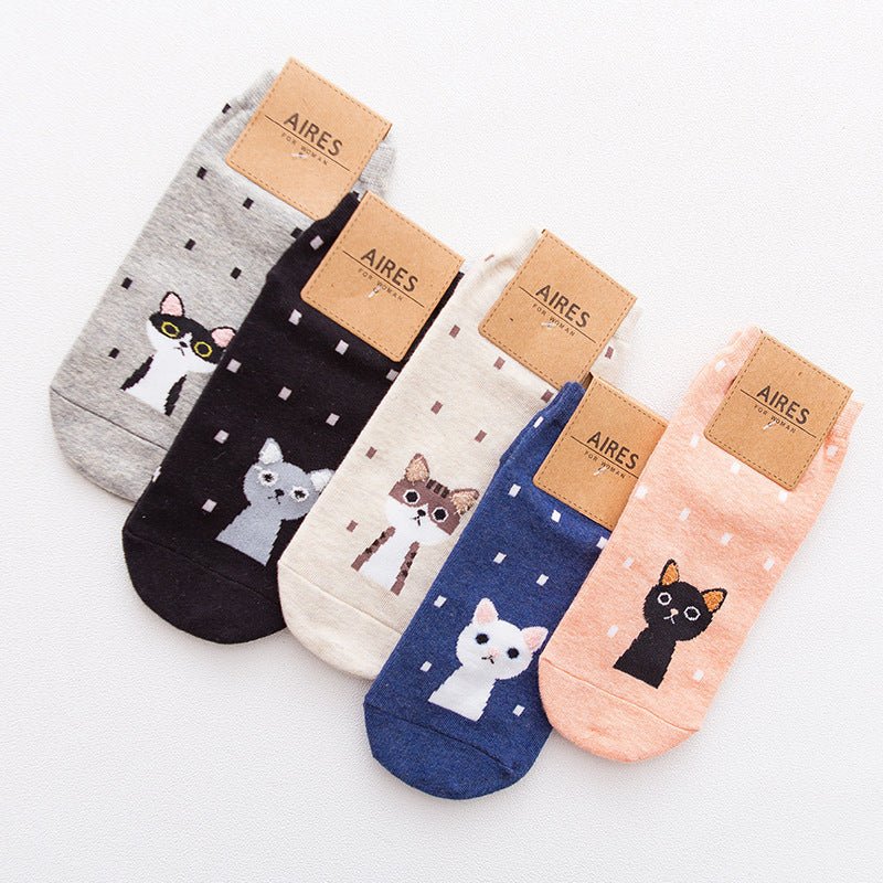 Straight Women's Boat Socks, Three - dimensional Cartoon Animal Cotton Socks, Comfortable Casual Socks - Soxipix