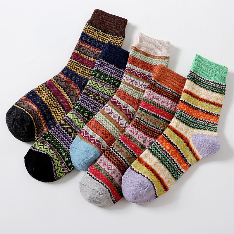 Thicken Socks Ladies Warm Cross Flower Rabbit Wool Socks - Soxipix
