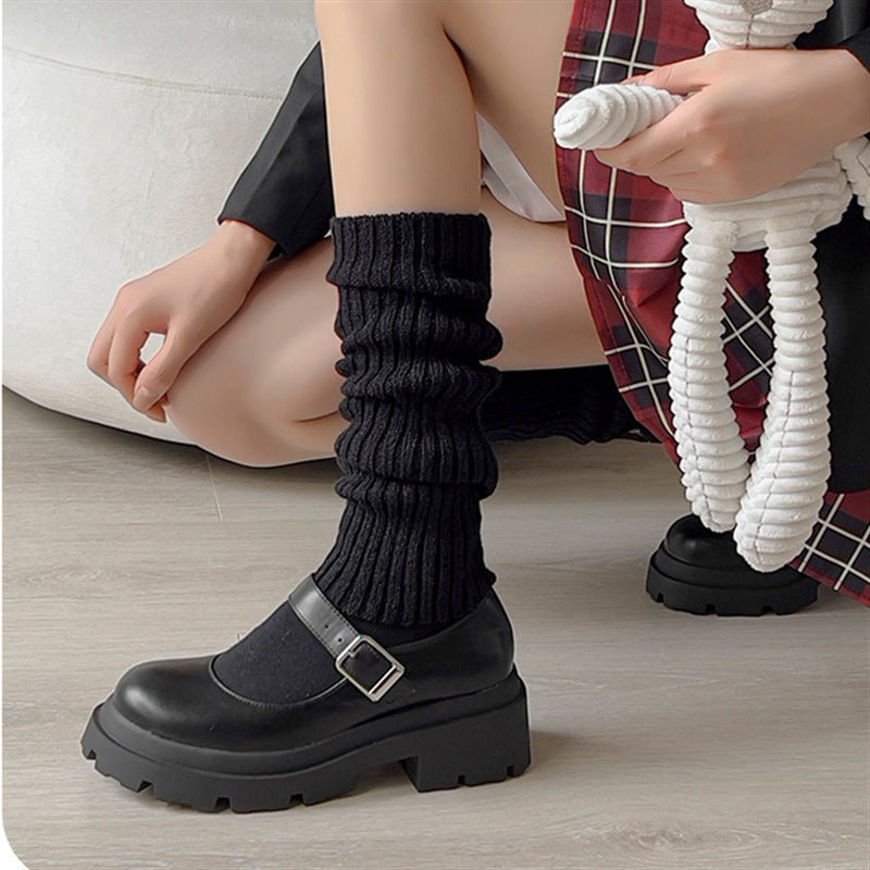 Wool Knitted Socks Leg Cover Pile Pile Socks Calf Socks Women's Mid - tube Socks - Soxipix