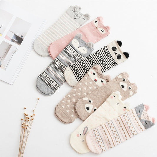 Cartoon Women's Socks Cotton Students' Socks Ears Cute Animal Socks All Cotton Socks Sweet Cotton Socks - Soxipix