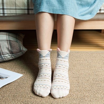 Cartoon Women's Socks Cotton Students' Socks Ears Cute Animal Socks All Cotton Socks Sweet Cotton Socks - Soxipix