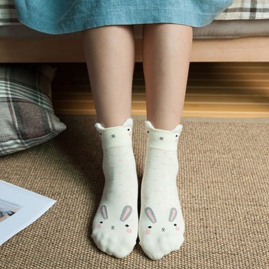 Cartoon Women's Socks Cotton Students' Socks Ears Cute Animal Socks All Cotton Socks Sweet Cotton Socks - Soxipix