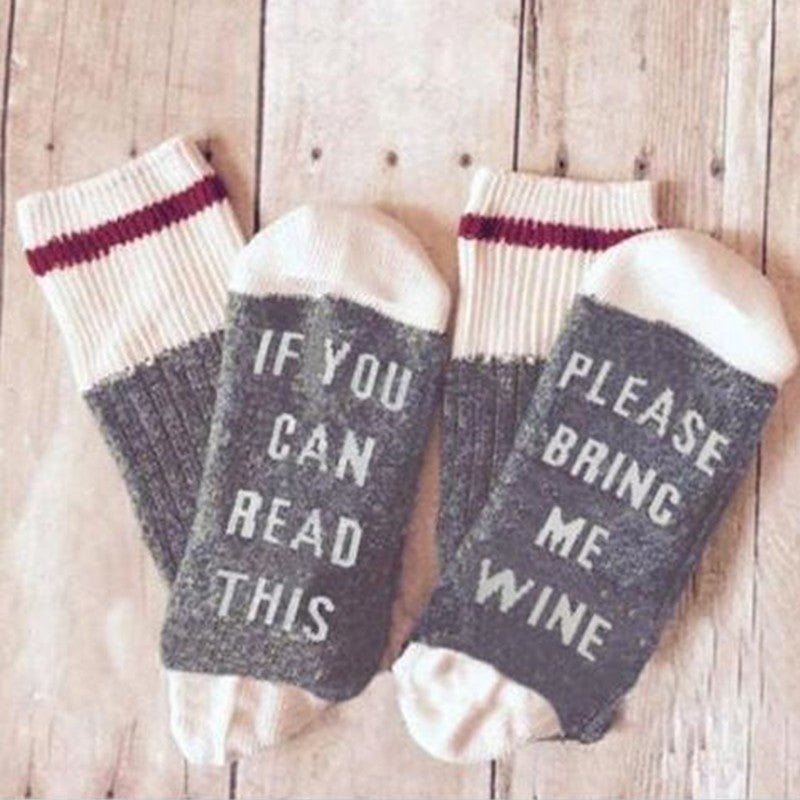 Funny Letter Printed Socks - Soxipix