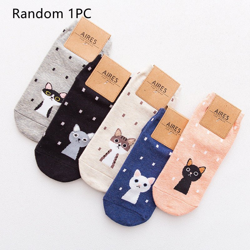 Straight Women's Boat Socks, Three - dimensional Cartoon Animal Cotton Socks, Comfortable Casual Socks - Soxipix