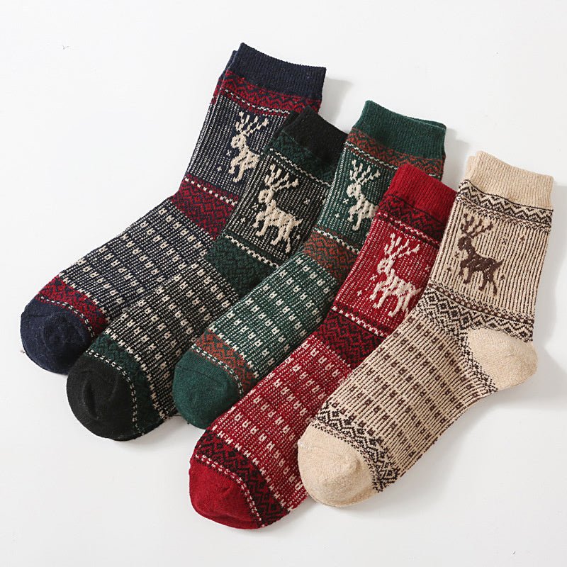 Thicken Socks Ladies Warm Cross Flower Rabbit Wool Socks - Soxipix