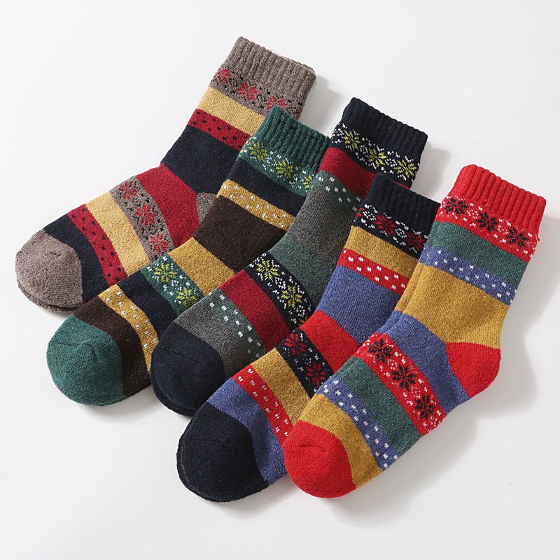 Thicken Socks Ladies Warm Cross Flower Rabbit Wool Socks - Soxipix