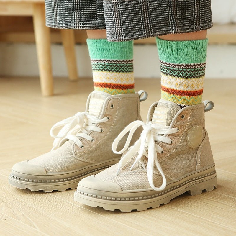 Thicken Socks Ladies Warm Cross Flower Rabbit Wool Socks - Soxipix
